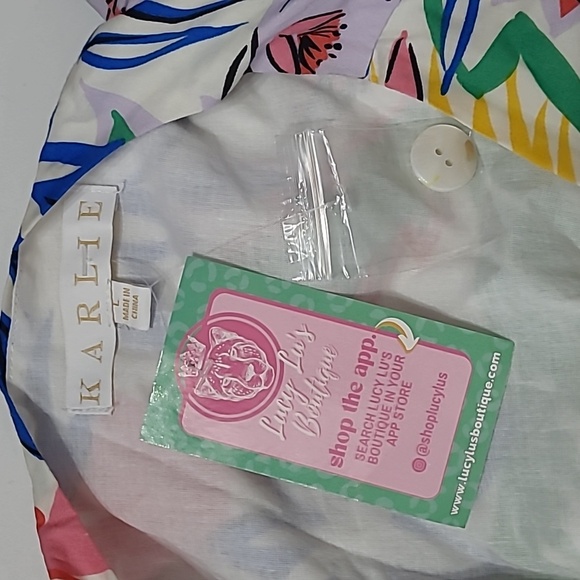 NWT Karlie Colorful Palm Floral Ruffle Dress size Large - Picture 4 of 9